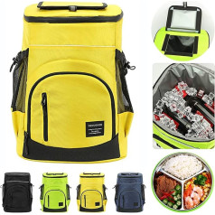 33L Large Cool Bag, Waterproof Insulated Backpacks, Cool Bag, Cold Beer Picnic Backpack with Cooling Compartment, Picnic Basket 2-4 People, Mobile Fridge for Car (Yellow)