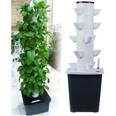 Hydroponic Tower Garden Hydroponic Propagation System Aeroponics Growing Set for Herbs, Fruits and Vegetables with Hydration Pump Adapter Net Pots Timer for Fruit