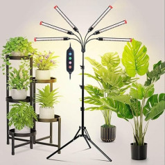54 W LED Plant Lamp Full Spectrum Plant Lamp with 4/8/12H Timer, 6-Head Plant Light with Adjustable Tripod Stand, Growth Lamp for Seeds, Seedlings and Plant Growth