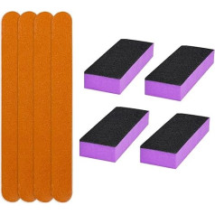 8 Stück Nagelfeile und Pufferblock, tragbare Schleifnagelpolierung und kompakte Schmirgelbrett-Nagelfeilen für Naturnägel