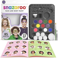 Snazaraoo 1172247 Ultimate Party Set with Organic Glitter - 12 Make-Up Colours, 1 Organic Glitter, Fixing Gel, 2 Brushes, 6 Sponges, Instructions - Aqua Make-Up for Children and Adults