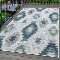 Indoor & Outdoor Rug Weatherproof Berberi Design Rug Kitchen Balcony Patio Garden Also Living Room Rug Colour: Blue Size: 200 x 290 cm