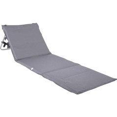 ONVAYA® Beach Mat with Backrest in Grey, 2 cm Padded Sun Lounger with Bag, Foldable & Foldable Beach Mat with Carry Strap, Beach Mattress 161 x 55 x 45 cm