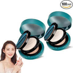 2-in-1 Double Layer Powder Foundation & Cushion, Red Ginseng Bird's Nest Rejuvenating Double Layer Foundation, BB Cream Face Makeup Concealer (Natural + Ivory White)