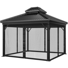 Mingfuxin Gazebo Universal Replacement Screen Mosquito Net Outdoor Gazebo Canopy 4 Piece Mo-Squito Mesh Side Panels with Zipper for 10' x 10' Gazebo (Mosquito Net Only)