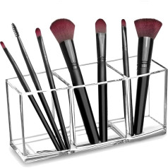 Discoball Discoball Make-up-Pinselhalter, Organizer, 3 Schlitze Acryl Eyeliner Display Halter Kosmetik Pinsel Aufbewahrung für Schminktisch, Make-up Aufbewahrung für Pinsel, farblos, 3 slots