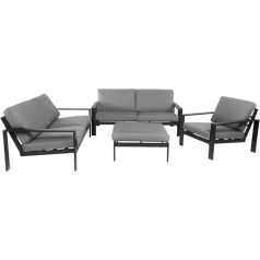 Home Deluxe - Rio Garden Furniture Set - Black, Size: XL - Consisting of 1 x Stool, 1 x Armchair 2 x Sofa - Includes Cushions I Garden Lounge Balcony Furniture