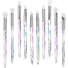 Kingtree Makeup Brushes Set 10pcs Diamond Handle Eyeshadow Eyeliner Blending Crease Makeup Brushes Professional Cosmetics Eyebrow Lip Makeup Tools