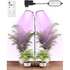 168 LED Full Spectrum, LED Plant Lamp, 2 Heads, 360° Flexible Hose Plant Light, 4/8/12 Car Timer, Adjustable Floor Standing Grow Light for Indoor Plants with Remote Control