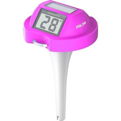 BALDR Pool Thermometer Floating Easy Read Solar Powered Digital Pool Thermometer with Dual LCD Screen (Pink)