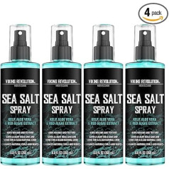 Viking Revolution Sea Salt Spray Hair Men - Sea Salt Spray for Men - Salt Spray with Kelp, Aloe Vera & Red Algae Extract - Hair Spray Men for More Volume - 4 x 260 ml