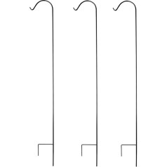 AshmanOnline Black Shepherd Hook 92 Inch 12mm Thick Super Strong Rust Resistant Steel Hooks Ideal for Weddings (3, Black)
