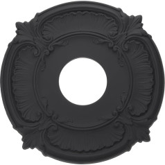 Ceiling Locket, 12 Inch OD x 4 Inch ID PU Decorative Ceiling Light Locket Chandelier Medallion Classic Ceiling Light Cover Plate for Ceiling Light Fans, Black
