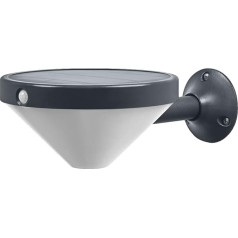 LEDVANCE Endura Style Lunar Solar Wall Light, Warm White Light (3000 K), Integrated Sensor, Can Be Used Without Power, Long Battery Life: 60 Times 30 Seconds in PIR Mode, Protection Class IP44, Black