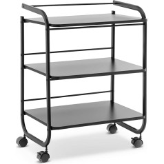 physa PHYSA CT-12 Cosmetic Trolley 3 Shelves Black Cosmetic Work Trolley Cosmetic Side Trolley