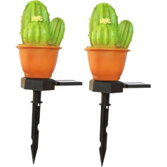 DOITOOL 2 LED Night Lights for Outdoor Landscape Lights Ground Lights for Outdoor Cactus Solar Stake Lights Garden Lights Solar Powered Cactus Path Lighting Green