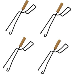 Pack of 4 Duck Beak Tongs Pit Firewood Tongs Fireplace Accessories Smokeless Outdoor Place Burner Protocol Silent Fire Tongs Fireplace Tool Carbon Steel Black