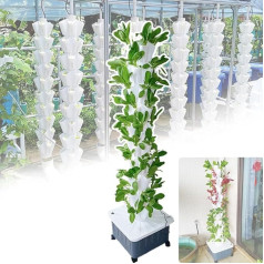 Aquaponics Wax System (8-12 Layers), Hydroponic Tower, Plant Quantity: 5 Per Layer, Easy Assembly/Cleaning, Planting With Circulating Water, For Herbs, Fruits, Vegetables, 10 Layers, Ivory