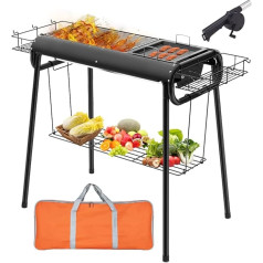 Portable Charcoal BBQ Grills Outdoor Cooking Charcoal BBQ Grill Foldable Charcoal Grill Set Stainless Steel Smoker Grill for Backpack Picnic Patio Garden Camping