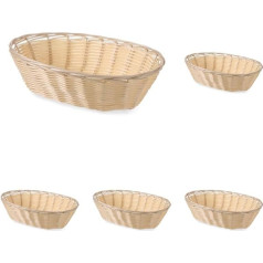 HENDI Bread Basket, Oval, Small Size, Bread Basket, Bread Basket, 225 x 130 x (H) 55 mm, Polyrattan (Pack of 5)