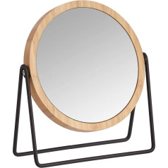 Amazon Basics Round, Table Top Mounting, Cosmetic Mirror with Bamboo Frame, Magnification 1x / 5x, 18.3 x 7.3 x 20.7 cm, Black