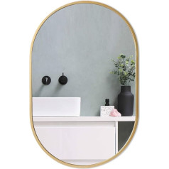 zenmag Oval Gold Mirror, 80 x 51 cm, Metal Framed Hanging Wall Mirror, Large Bathroom Mirror, Gold Wall Mirror for Living Room, Bedroom, Entryway, Home Decor