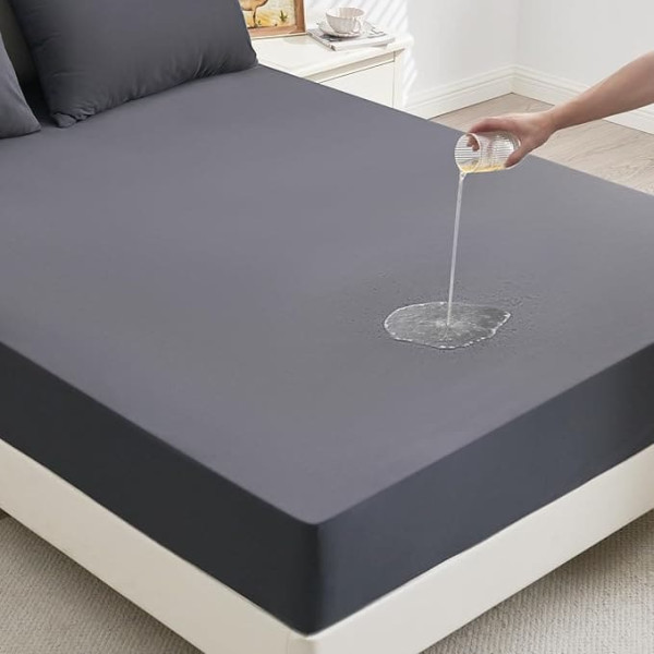 mafudoxi Mattress Protector 180 x 200 cm Waterproof, Fitted Sheet, Mattress Protector Breathable, Mattress Topper for Mattresses up to 30 cm, Washable Incontinence Pad, Moisture Protection, Bed Sheet