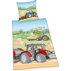 Tractor Bed Linen Set, Pillow Case 70 X 90 cm, Duvet Cover 140 X 200 cm, Material: 100% Cotton, Renforcé, With Easy-Running Zip