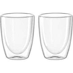Leonardo Duo 053060 Double Wall Cup, Set of 2, Glass for Tea and Coffee, Hot Drink Cup, Height 11 cm, 300 ml, Glass