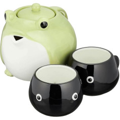 SAN3293 Cute Crockery Teapot and Tea Cup Set, Frog Parents and Child, 600ml, 140ml