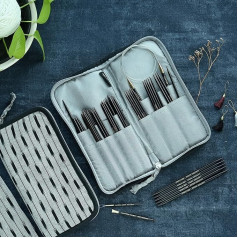 Lantern Moon Knitting Needle Case - Cotton Zipper Needle Case - Storage for Knitting Needles, Crochet Hooks, Cables, Haberdashery, DPN - 23 x 12 x 3 cm