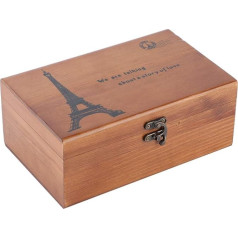 Wooden Sewing Box, Multifunctional Vintage Needle Thread Storage Case, DIY Sewing Knitting Tool Accessories, Sewing Kit Compartments (Empty Box of Tower Pattern)