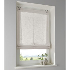 Roman Blind with Eyelets Brondy Taupe Natural Semi-Transparent Linen Look Roman Curtain with Hook Hanging No Drilling Required Width 100 cm x Height 140 cm