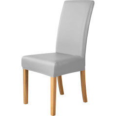 iEventStar PU Leather Dining Chair Slipcover Waterproof Stretchy Dining Chair Protector Cover (Light Grey, 4)