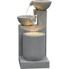 Dehner Samson Garden Fountain, Patio Fountain, Frost-Resistant, Fountain for Outdoor Use, with LED Lighting, Approx. 100 x 54.5 x 54.5 cm, Polyresin, Grey
