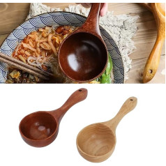 Zerodis 14cm Wooden Slotted Spoons, Set of 2, Elegant, Solid Wood, Long Handle, Multi-Use