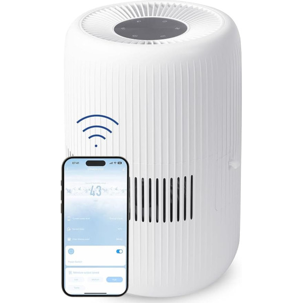 Comedes Umecto 600, for rooms up to 82 m², cold evaporation, tank 4 litres, humidification capacity up to 600 ml/h, 7 colours humidity indicator, automatic mode, smart home capable