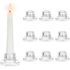Hewory Candle Holder Glass Candle Holder Taper Candle: Set of 10 Small Taper Candle Holder Clear Candle Holder Taper Candles Decorative Glass for Wedding Party Christmas Table Decoration