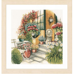 Lanarte Cross Stitch Embroidery Kits Counted Cross Stitch Pictures Set Terrace in Autumn Blossom Wall Decoration Handmade Set for Adults 40 x 40 cm DIY Decoration Craft Set Craftsman Creative Gift Set
