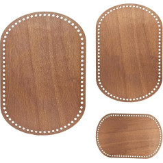 SAYHAHA 3 Größen ovaler Holzkorbboden Holz Häkelbasis Kaffee zum Häkeln Oval Stricken Holzsockel zum Weben Korbherstellung (Kaffee-Oval)