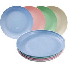 Crocoful Plates, Set of 4, Colourful, Lightweight and Shatterproof Plate Set, Dishwasher Safe and Microwave-Safe, 20 cm, Ideal for Children and Adults, Salad/Cake/Dinner Plate, BPA-Free
