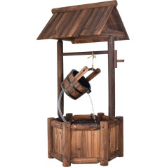 RELAX4LIFE Wooden Garden Fountain, Decorative Fountain with Electric Pump, Water Fountain with Adjustable Waterfall, Rustic Fountain for Garden, Balcony, Yard, 58.5 × 56 × 117 cm