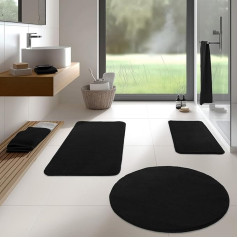 Bathroom Rug, Bathroom Rugs, Non-Slip, Washable, High-Quality Bath Mat & Bath Mat, Bath Mat for Bathroom, Bath Mat Can be Combined as a Set, Bathroom Rug, Black, 50 x 80 cm