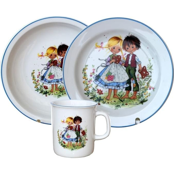 Children's Set of 3 Porcelain Modern Colourful Fairy Tale Motif 