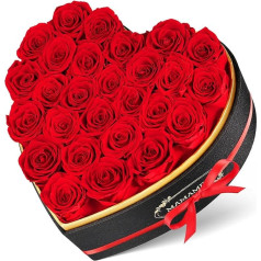 27 Eternal Roses in Heart Shape Box - Infinity Red Rose, Preserved Real Flower Rose Gift, Valentine's Day Anniversary Birthday Gift for Her Women Mum Girlfriend Mother's Day Gift