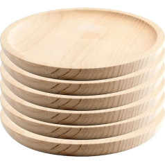 MGE - Round Wooden Plate - Pizza Board - Wooden Plate - Round Wooden Board - Meat Plate - Pizza Board - Pizza Plate Wood - Pizza Plate - Chopping Board - Pine - Set of 6 - Diameter 24 cm