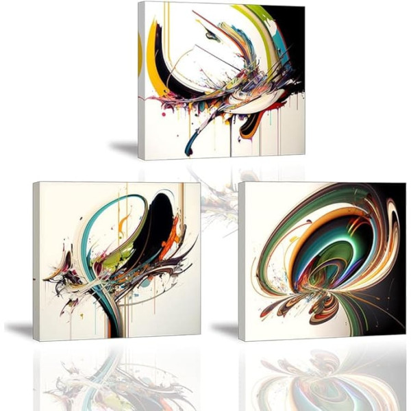 Piy Painting Wall Pictures Set of 3 Abstract Canvas Pictures 30 x 30 cm Wall Decorations Picture on Canvas, Art Prints on Canvas with Inner Frame Pictures Living Room Modern for Kitchen Bathroom