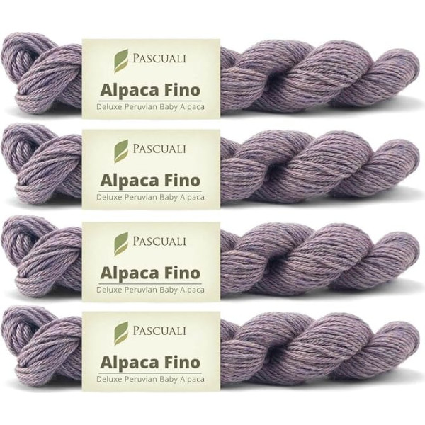 Alpaca Fino Knitting Wool 100% Alpaca Wool (Baby Alpaca) Baby Alpaca Wool for Knitting and Crocheting, Set: 4 Strands, 200 g, Colour: Lavender 39