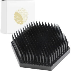 Wazakura Kenzan - 75 mm, Hexagon, Black, Stainless Steel, Made in Japan - For Ikebana Flower Arrangements and Decoration
