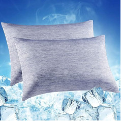 Luxear 2 cooling cushion covers, 40 x 80 cm, for night sweat, super soft cushion cover, Japanese Arc-Chill Q-Max 0.5 cooling fibre + 100% cotton, breathable pillowcase, hidden zip